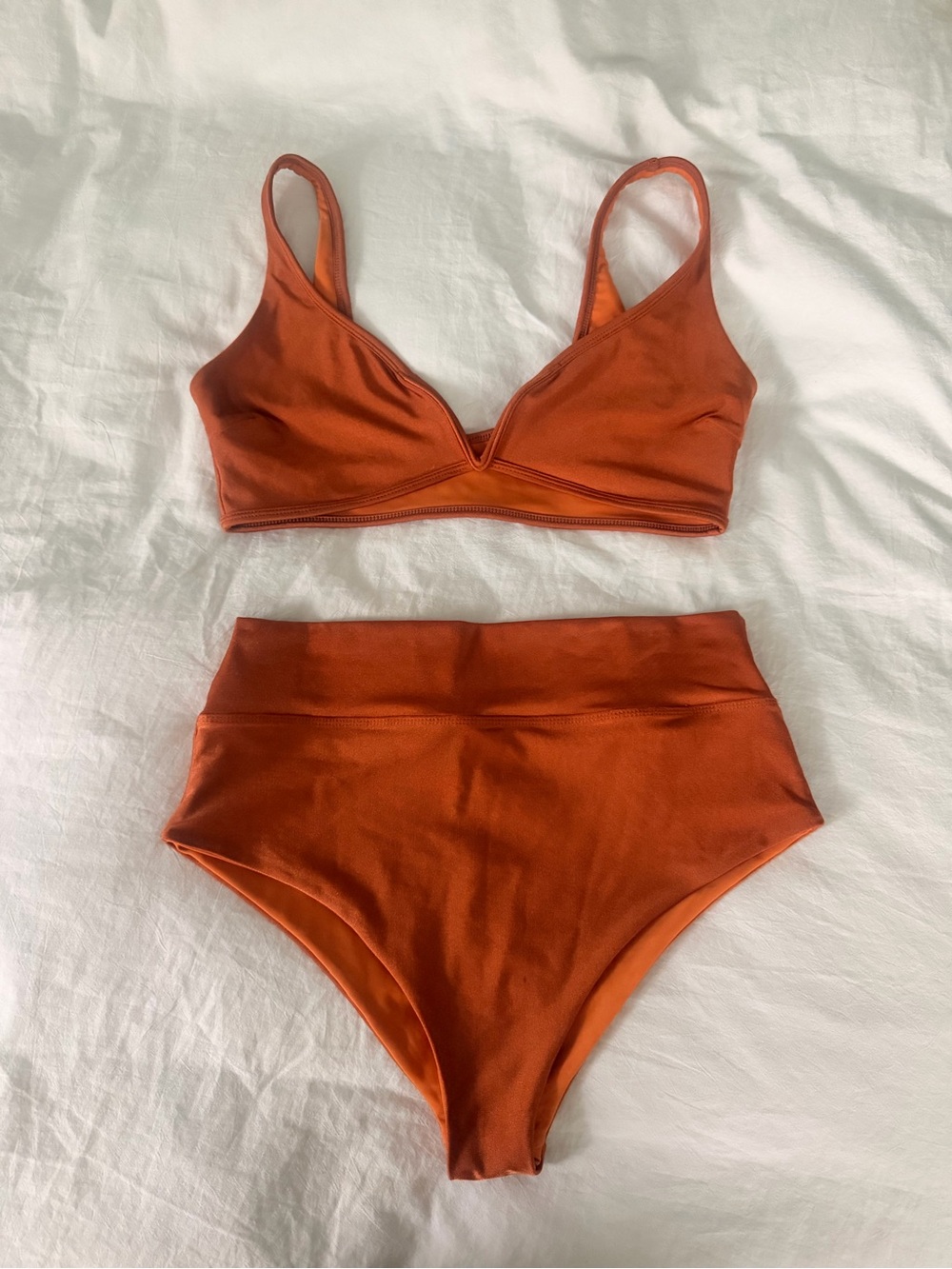 Rust High-Waist Scoop Bikini Set